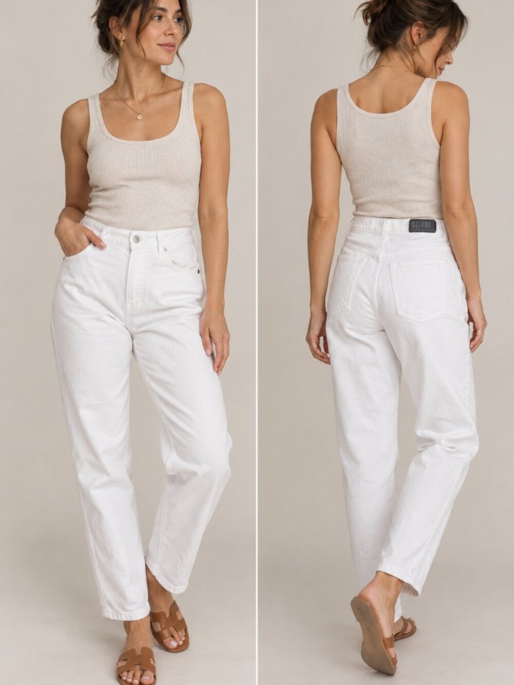 Vintage Gitano Jeans Womens 10 White High Rise Mom Jeans 100% Cotton Coastal
